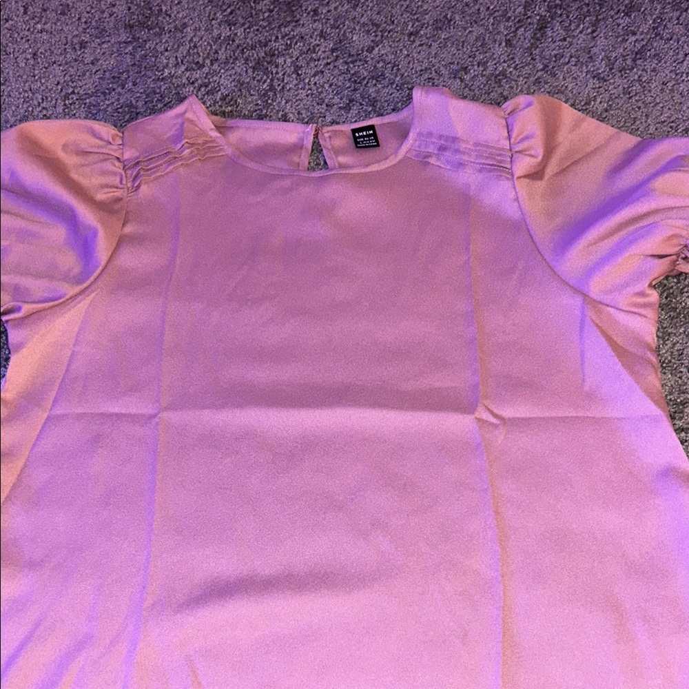 SHEIN Pink Puff Sleeve Blouse